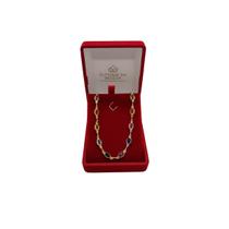 Colar Folheado a Ouro Pedras Coloridas Ovais 50cm Colar Folheado a Ouro Pedras Coloridas Ovais 50cm