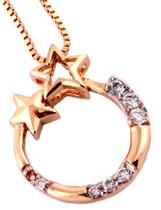 Colar folheado a ouro rosé circulo e estrelas 43cm Colar folheado a ouro rosé circulo e estrelas 43cm