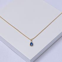 Colar Folheado a Ouro Veneziana Pingente Zircônia Gota