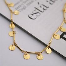 Colar Folheado chapinha medalhas lisas