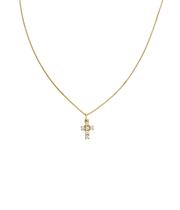 Colar Folheado Cruz Pequena Cravejada com Zircônia Colar Folheado Cruz Pequena Cravejada com Zircônia