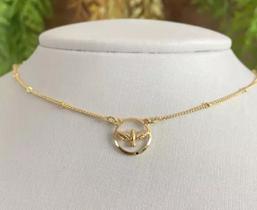 Colar Folheado Divino Espirito Santo Bolinha com Pigente