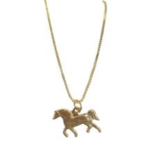 Colar Folheado Dourado Pingente Cavalo 18K