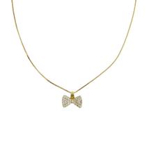 Colar Folheado Laço Cravejado com Zircônia