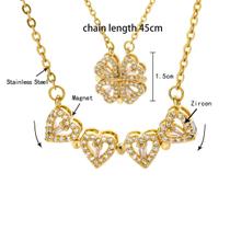 Colar follhado ouro 18k jóia feminina modelo trevo coração - AZULAMORA