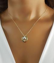 Colar Formas Oval 2 Banhos Ródio Branco e Ouro