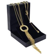 Colar Franja Cravejado De Zirconias Banho De Ouro 18k 2286 Colar Franja Cravejado De Zirconias Banho De Ouro 18k 2286