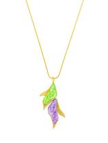 Colar garden feldspato verde e roxo folheado a ouro 18k