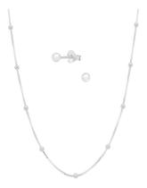 Colar Gargantilha 40Cm Bolinha Com Brinco Prata 925 Colar Gargantilha 40Cm Bolinha Com Brinco Prata 925