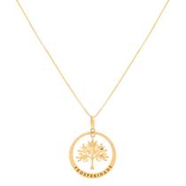 Colar Gargantilha 40cm Pingente Árvore da Vida De Ouro 18k