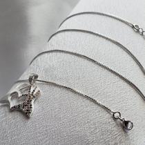 Colar Gargantilha 45 cm Coração Cravejado Folheado a prata