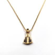 Colar Gargantilha 45 cm Nossa Senhora folheado a ouro