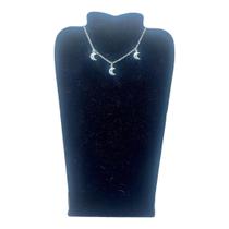 Colar GARGANTILHA Aço Inox Pingentes 3 Lua Delicado Moderno