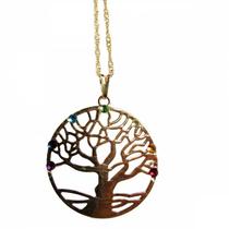 Colar Gargantilha Árvore da Vida 7 Chakras 3cm - Dourado Colar Gargantilha Árvore da Vida 7 Chakras 3cm - Dourado