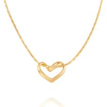 Colar gargantilha banhado ouro 3x 24k 18k e 22k feminino rommanel 42cm com pingente coraçâo 530519