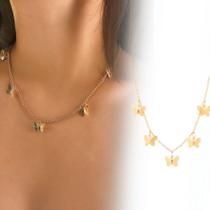 Colar Gargantilha Borboletas Dourado E Prata E-girl Choker