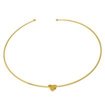 Colar Gargantilha Choker de Fio e Coração Ondulado Moda Folheado a Ouro 18K Softjoias