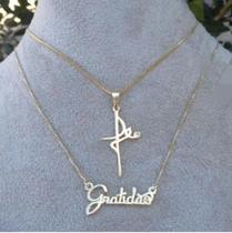 Colar Gargantilha choker Dupla Fe Gratidão Banhada a ouro 18k Colar Gargantilha choker Dupla Fe Gratidão Banhada a ouro 18k