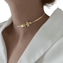 Colar Gargantilha Choker Fita Dourada Feminino Luxo fivela - VALLEN ACESSÓRIOS