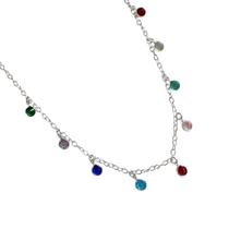 Colar Gargantilha com Pedrinhas Coloridas Penduradas em Prata 925