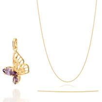 Colar Gargantilha Com Pingente Borboleta Rommanel Banhado Ouro 18k Lindo Elegante