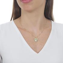 Colar Gargantilha com Pingente Coração Fé Banho de Ouro 18k