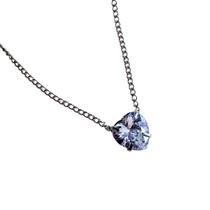 Colar Gargantilha com Pingente de Coração em Zircônia Prateado em Aço Inox