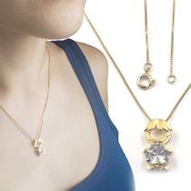 Colar Gargantilha Com Pingente Filho Menino Folheado Em Ouro