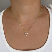 Colar Gargantilha Coração Baguetes Banhado em Ouro 18k Colar Gargantilha Coração Baguetes Banhado em Ouro 18k