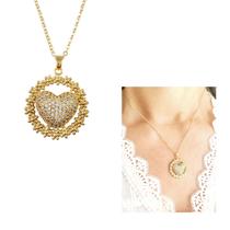 Colar Gargantilha Coração Cravejado Zircônia Folheado Ouro