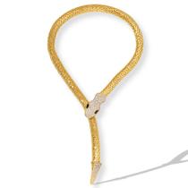 Colar Gargantilha Corrente Cobra Dourados Strass Dourado