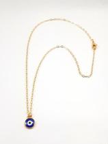 Colar Gargantilha Corrente Dourada com Pingente Olho Grego Colar Gargantilha Corrente Dourada com Pingente Olho Grego