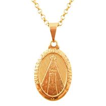 Colar Gargantilha Corrente e Pingente Nossa Senhora Banhado a Ouro 18k