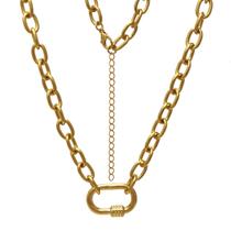 Colar Gargantilha Corrente Mosquetão Folheado em Ouro 18K Softjoias