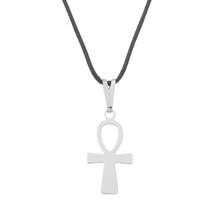 Colar Gargantilha Cruz Ansata 17mm (Cordão Fino) - Prateado