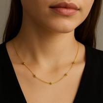 Colar Gargantilha Delicada Esferas Pequenas Minimalista 45cm Colar Gargantilha Delicada Esferas Pequenas Minimalista 45cm