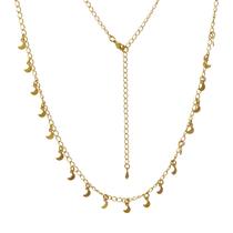 Colar Gargantilha Delicado com Pingentes de Lua Crescente Folheado em Ouro 18K Softjoias