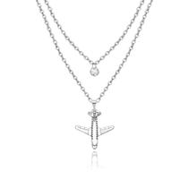 Colar gargantilha dupla feminina avião aviação corrente duplo fino COM ponto de luz Zircônia Colar gargantilha dupla feminina avião aviação corrente duplo fino COM ponto de luz Zircônia