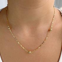 Colar Gargantilha Elos Corrente Bolas Lisas Banhado em Ouro 18k Colar Gargantilha Elos Corrente Bolas Lisas Banhado em Ouro 18k