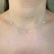 Colar Gargantilha Estrelas Zircônias Cristal Prata 925
