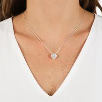 Colar Gargantilha Feminina Prata Cordão com Pingente Coração