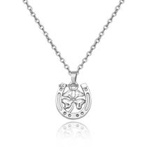 colar gargantilha ferradura e trevo 4 folhas feminino de aço inox prateado prata infantil colar gargantilha ferradura e trevo 4 folhas feminino de aço inox prateado prata infantil