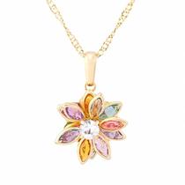 Colar Gargantilha Flor Colorida 15mm - Dourado Colar Gargantilha Flor Colorida 15mm - Dourado