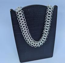 Colar Gargantilha Grossa Feminino Elo Oitinho Infinito Entrelaçados Folheado a Prata Tendência Inspiração Blogueira