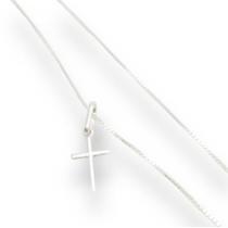 Colar Gargantilha Infantil 35cm Ping Cruz Prata Legítima 925