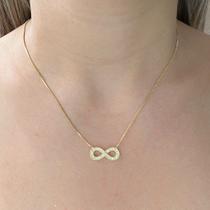 Colar Gargantilha Infinito Cravejado de Zircônias Banhado em Ouro 18k