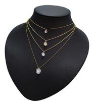 Colar Gargantilha Pedra Zirconia Dourado Ponto De Luz F Ouro Colar Gargantilha Pedra Zirconia Dourado Ponto De Luz F Ouro