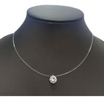 Colar Gargantilha Pedra Zirconia Prata Ponto De Luz Nylon
