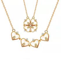 Colar Gargantilha Pingente 4 corações Trevo Delicado Fashion Colar Gargantilha Pingente 4 corações Trevo Delicado Fashion