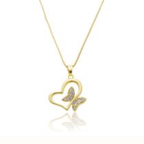 Colar Gargantilha Pingente Borboleta Coração Banho Ouro 18k Colar Gargantilha Pingente Borboleta Coração Banho Ouro 18k